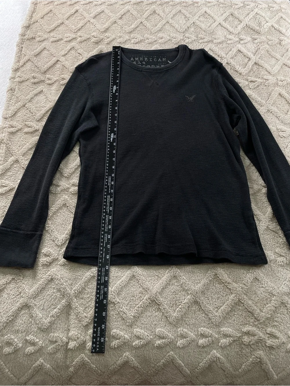 American Eagle Outfitters Men’s Black Thermal Long-Sleeve Sweater Sz Large